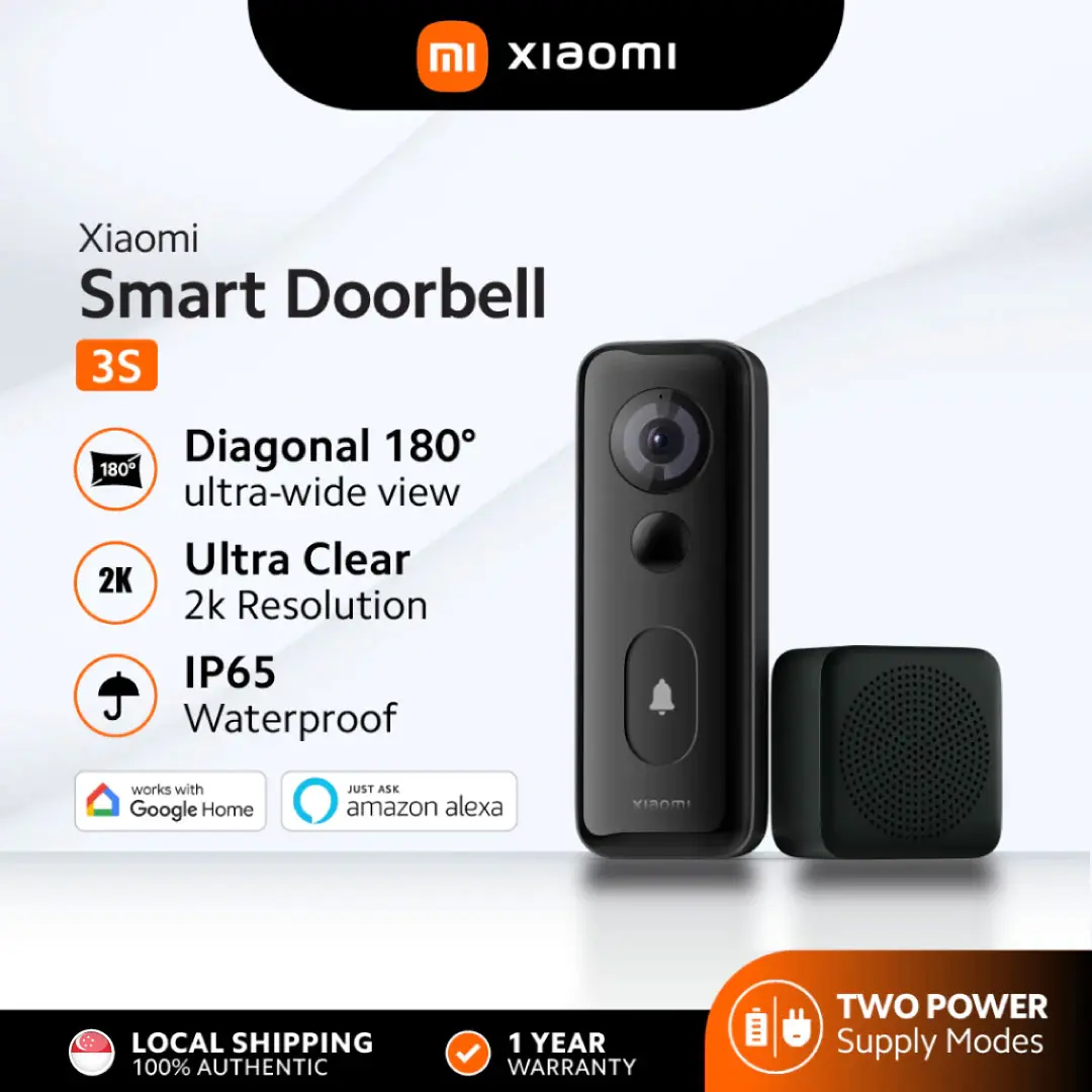 Xiaomi Smart Doorbell 3S | 2K Resolution | Weatherproof | Smart Wireless WiFi Video Doorbell Camera | Ultra-Wide FOV