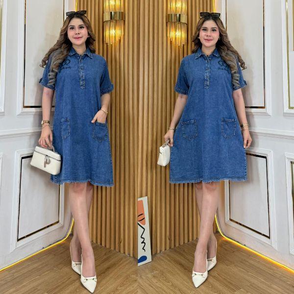 Tunik Jeans Bordir Jumbo Ld 110,120,130 dan 140 cm Pendek Rawis Casual Baju Wanita Kerah Terbaru Tunik Jeans Bordir Jumbo Ld 110,120,130 dan 140 cm Pendek Rawis Casual Baju Wanita Kerah Terbaru