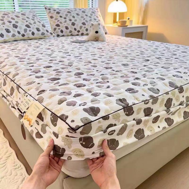 Bộ ga gối trần bông 3 món cotton đũi dệt bông xơ đậu lành, gồm 1 ga và 2 vỏ gối, có chun bọc nệm 20cm trở xuống