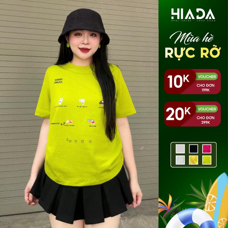 Áo Thun Nữ Babytee HIADA Họa Tiết "DRINKS" Cổ Tròn Vải Cotton Quảng Châu Thoáng Mát HIADA 24