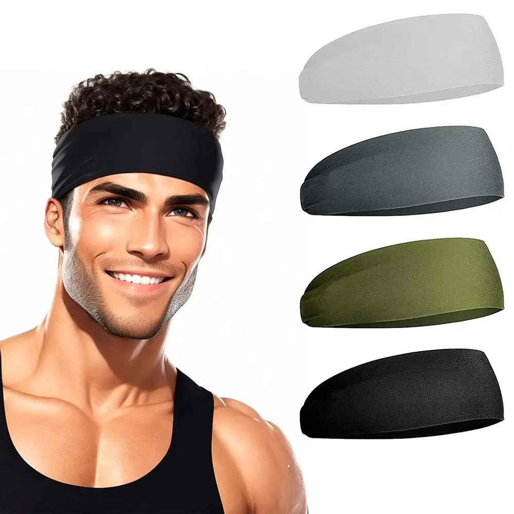 Washable Moisture Absorbing Workout Headbands for Men Non Slip Quick-Dry Stretchy Sweatband Comfortable Elastic Men‘s Sports Hairband Cycling