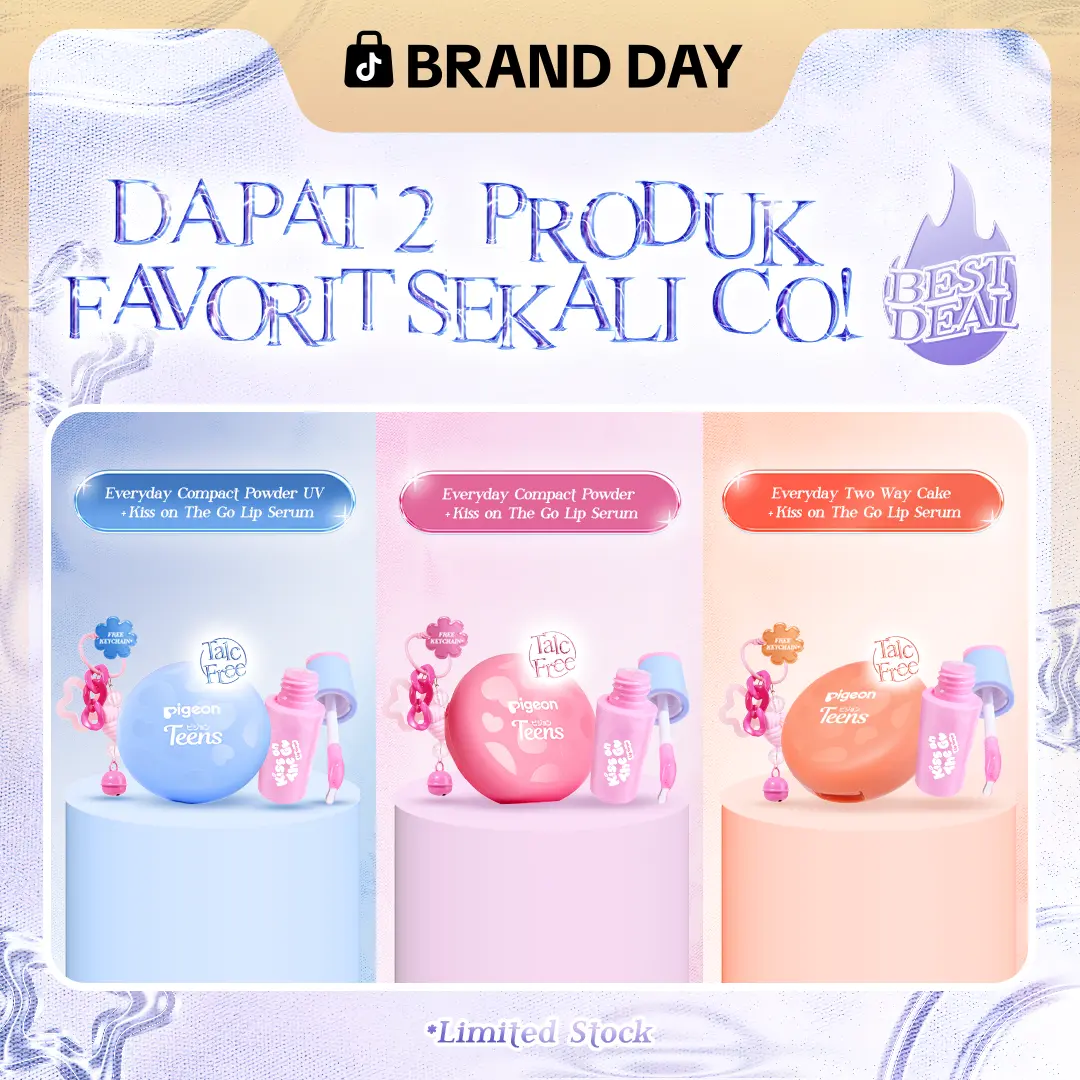Bundle Pigeon Teens Everyday Compact Powder UV + Kiss on the Go Lip Serum |Skincare Remaja | Makeup Remaja