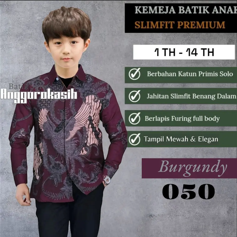 KEMEJA BATIK ANAK SLIMFIT KATUN PREMIUM LAPIS FURING FULL BODY TERBARU