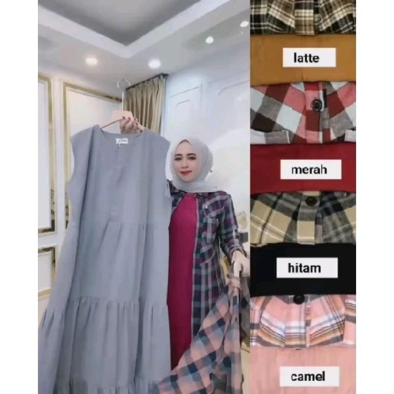 Set Baju Muslim 2 In 1 Gamis Outer Flanel Twill 2