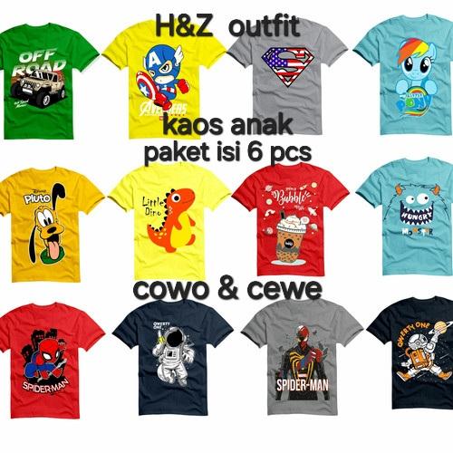 Promo/Paket Hemat 6 kaos anak cewek/cowok | Usia 1-12 tahun 0