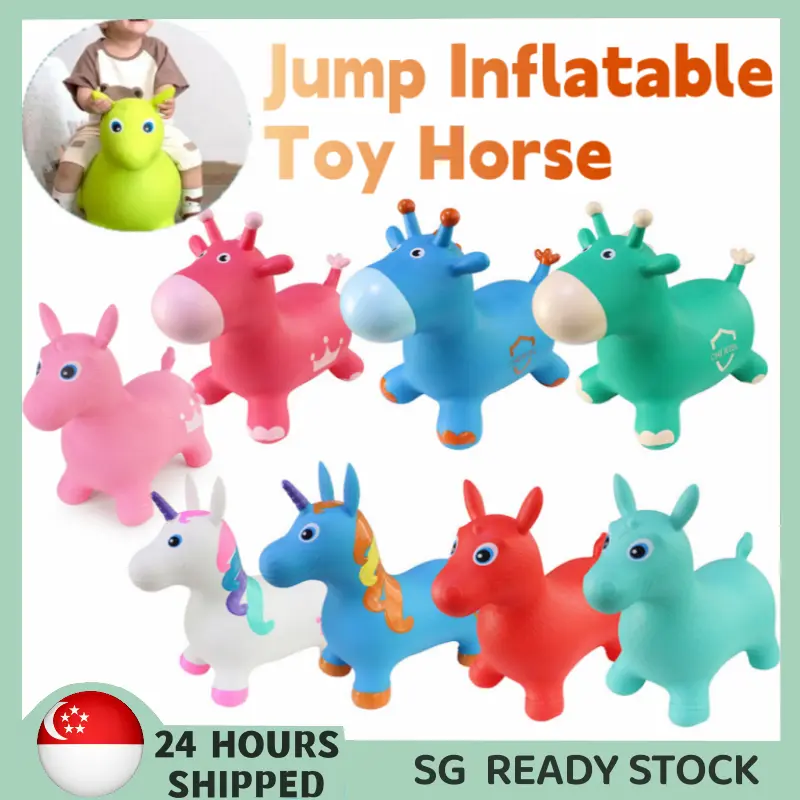 【SG READY STOCK】Kids Animal Inflatable Bouncy Horse Reusable Soft Jumping On PVC Outdoor Horse Play Ride Children Toys Vaulting Leech