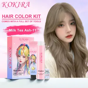 KOKIRA hair color Milk Tea Ash semir rambut Cat Rambut Permanen Hair Dye Pewarna Rambut Color 100ml & Developer 100ml  Milk Tea Ash Hair Colour Alami Natural Pastel Plant hair colour honey brown