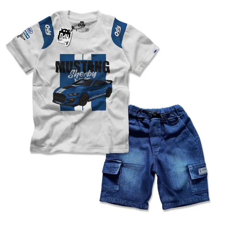 Setelan Kaos Distro Anak dan Celana Cargo Pendek Laki-Laki Usia 3-12 Tahun - Fashion Anak Laki-Laki liburan 6-7 tahun 1