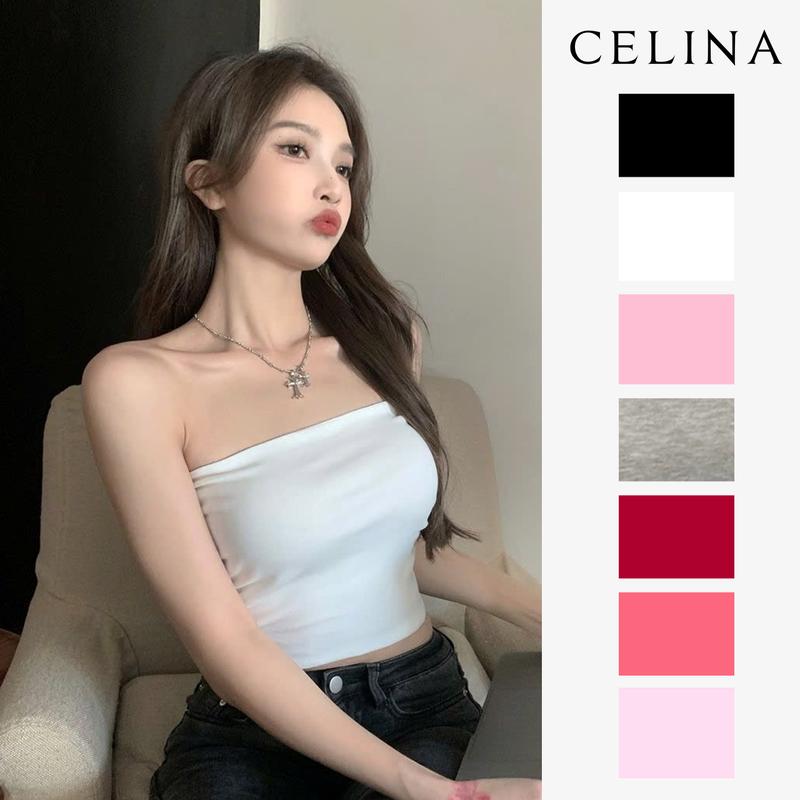 [7 Màu] Áo ống quây croptop ôm body (không mút) chất vải thun gân cotton co dãn dày dặn, kiểu dáng áo croptop bó sát không dây ôm gọn body đủ màu Hồng Nhạt/Hồng Neon/Lavender Pastel/Xám Tiêu/Đỏ/Trắng/Đen vải trơn mềm mặc mát CE01AO | CELINA Nữ Women