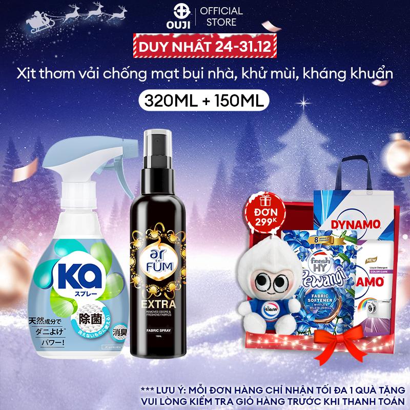   DUY NHẤT 24-31 12   LIVE  Combo 1 Chai Xịt Ka Mạt Bụi 320ml + 1 Chai Xịt thơm quần áo hương nước hoa khử mùi arFUM Black Edition  150ml chai  