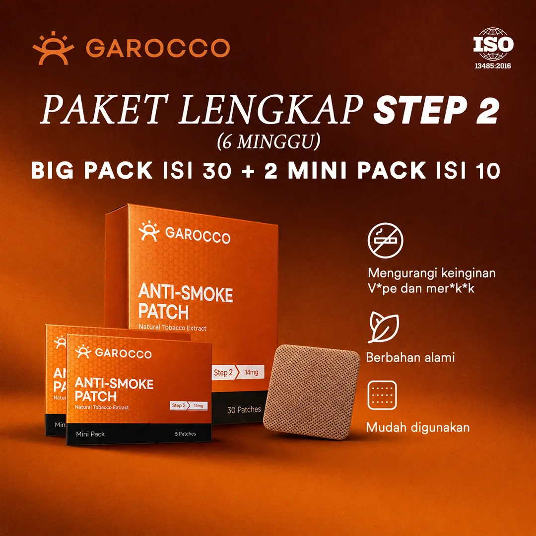 [FULL PACKAGE – STEP 2 (6 MINGGU)] GAROCCO Patch/Koyo | NRT Solusi Berhenti Mer0k*k – Anti-sm0ke Bahan Alami, Natural & Aman
