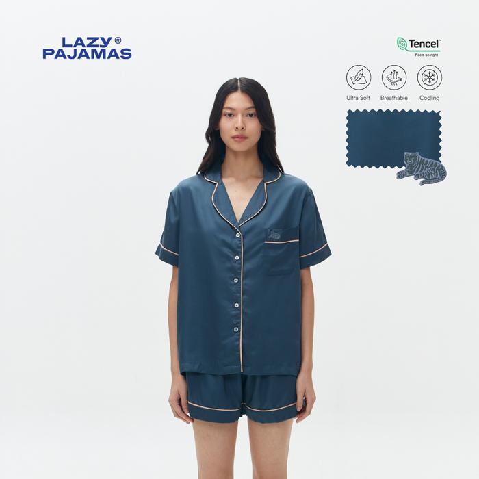 Gambar Lazy Pajamas® Tencel™ Silk Pajamas - Prusse Blue | Piyama | Baju Tidur - M dari Lazy Pajamas Kota Administrasi Jakarta Barat Tokopedia