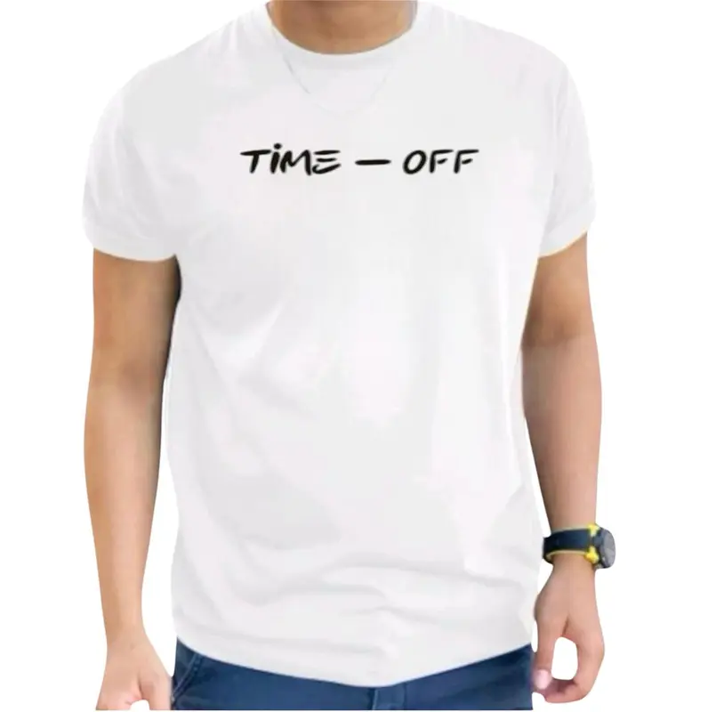 Kaos pria dewasa distro lengan pendek motif grinlight time off cocok untuk santai warna hitam 1