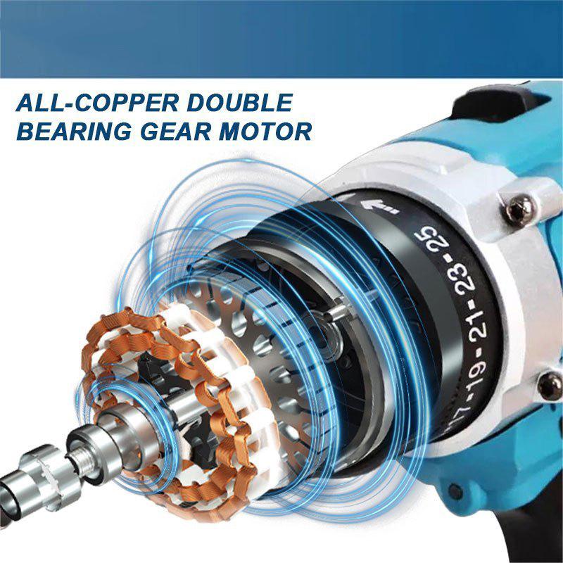 Cordless Impact Drill Screwdriver Full Set 2 Battery Hammer Drill 3 Mode 4080v 2 Speed With LED Light Work