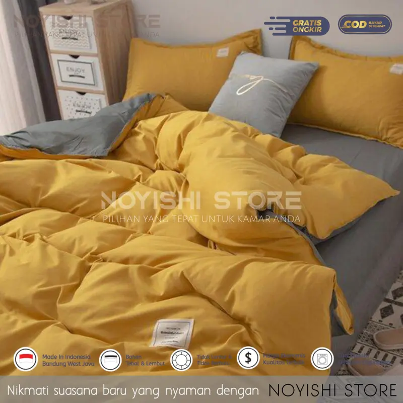 BED COVER SET SPREI POLOS UKURAN 200, 180, 160, 120 Bedcover Kain Katun Include Sarung Bantal Dan Sarung Guling Dan Sprei Sudut Karet 5