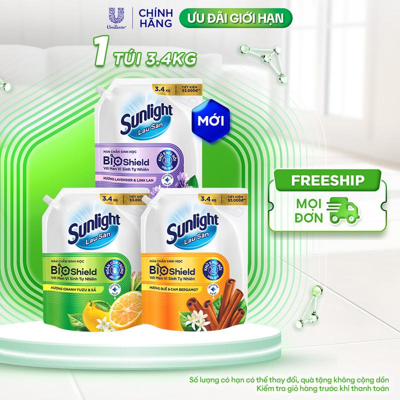 Nước lau sàn cao cấp Sunlight Bioshield Túi 3.4kg | Ngăn côn trùng đến 24h /…