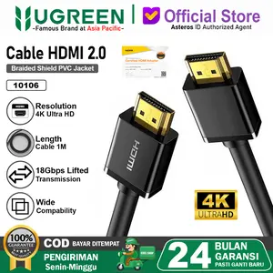 UGREEN Kabel HDMI To HDMI Male 2.0 4K Ultra HD 18Gbps Gold Plated HD104