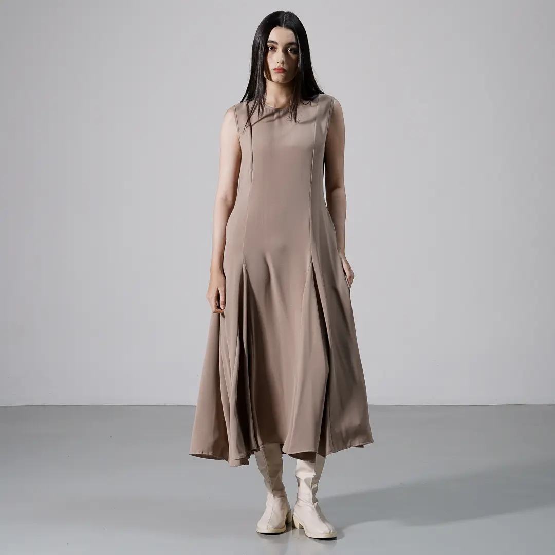 This Is April Gaun Wanita Tanpa Lengan Simple Loren Dress Maxi Korean Style Taupe dan Black