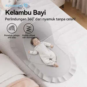 FUTUREMED Kelambu Bayi Lipat Tenda Bayi Praktis Anti Nyamuk, Portable Anak Bayi Ranjang Kotak Tenda Jaring Bayi