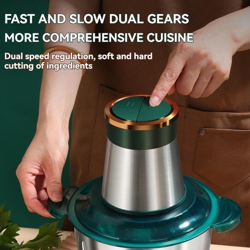 Product Introduction of 2L 3L fully automatic multi-function meat grinder manual press mixer (1500ml) wireless electric garlic cooking machine manual pull rope meat grinder kitchen tools stainless steel electric meat grinder Blade 51