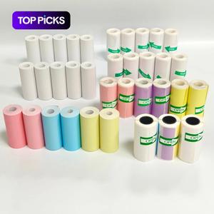 サーマルプリンター用紙、35巻入り 自己粘着 カラフルラベル紙、写真、DIYスクラップブック、メモ、リスト用ラベルステッカー ポータブルプリンター対応