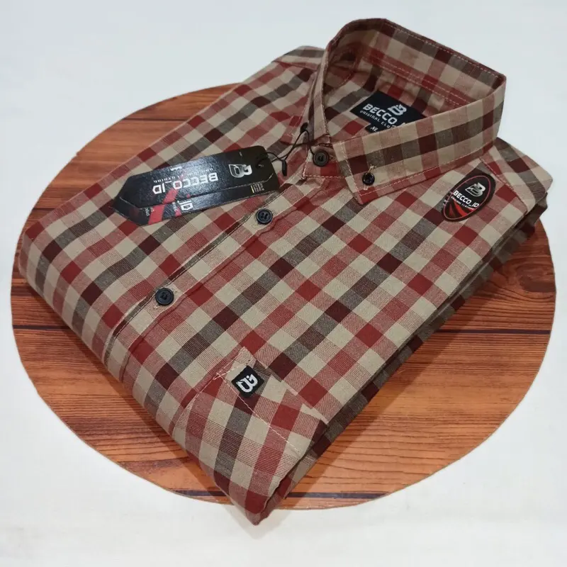 kemeja lengan pendek pria motif kotak import distro terbaru 0