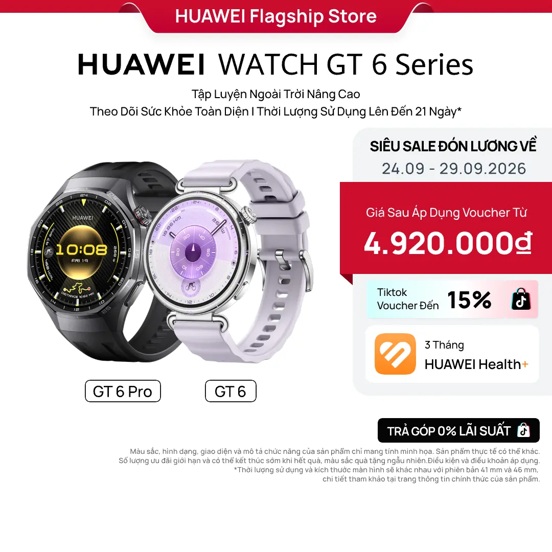 Đồng Hồ Thông Minh | HUAWEI WATCH GT6 Series | Tập Luyện Nâng Cao | Theo Dõi Sức Khỏe Toàn Diện | Pin Đến 21 Ngày | BigBuy360 - bigbuy360.vn Đồng Hồ Thông Minh | HUAWEI WATCH GT6 Series | Tập Luyện Nâng Cao | Theo Dõi Sức Khỏe Toàn Diện | Pin Đến 21 Ngày | BigBuy360 - bigbuy360.vn
