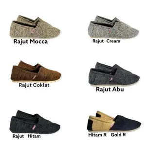 Sepatu Rajut Wakai Slip-On Pria dan Wanita Ukuran 36-45 dengan Sol Flat