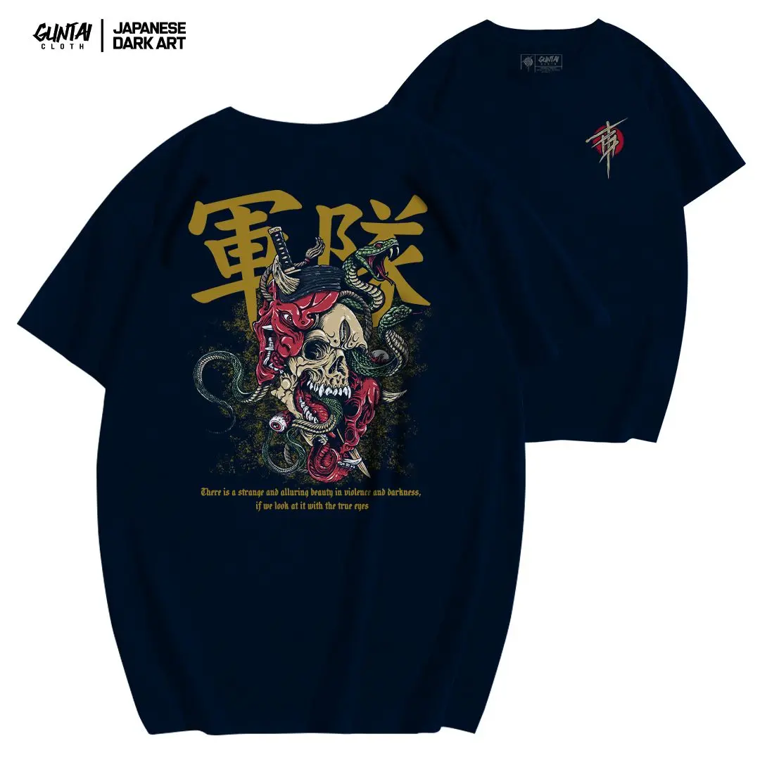 Guntai T-Shirt Jepang TRUE TENGU Kain Combed Sablon Soft Kaos Lembut Merah Nyaman Pria Rib Distro Art Tangan pendek