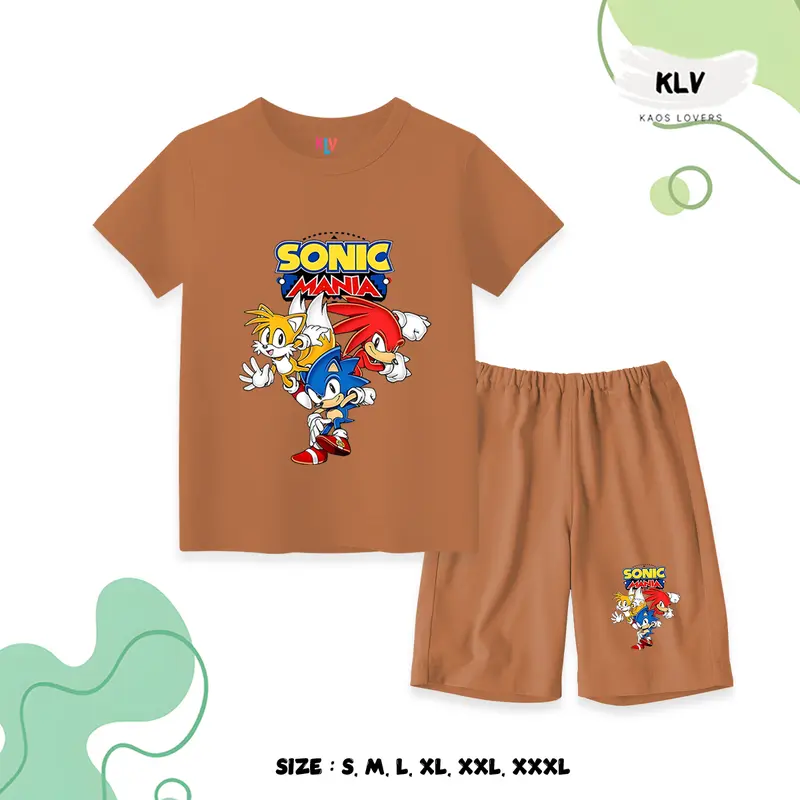 Setelan Kaos Anak Motif Sonic Mania Lengan Pendek Laki-laki Perempuan 1