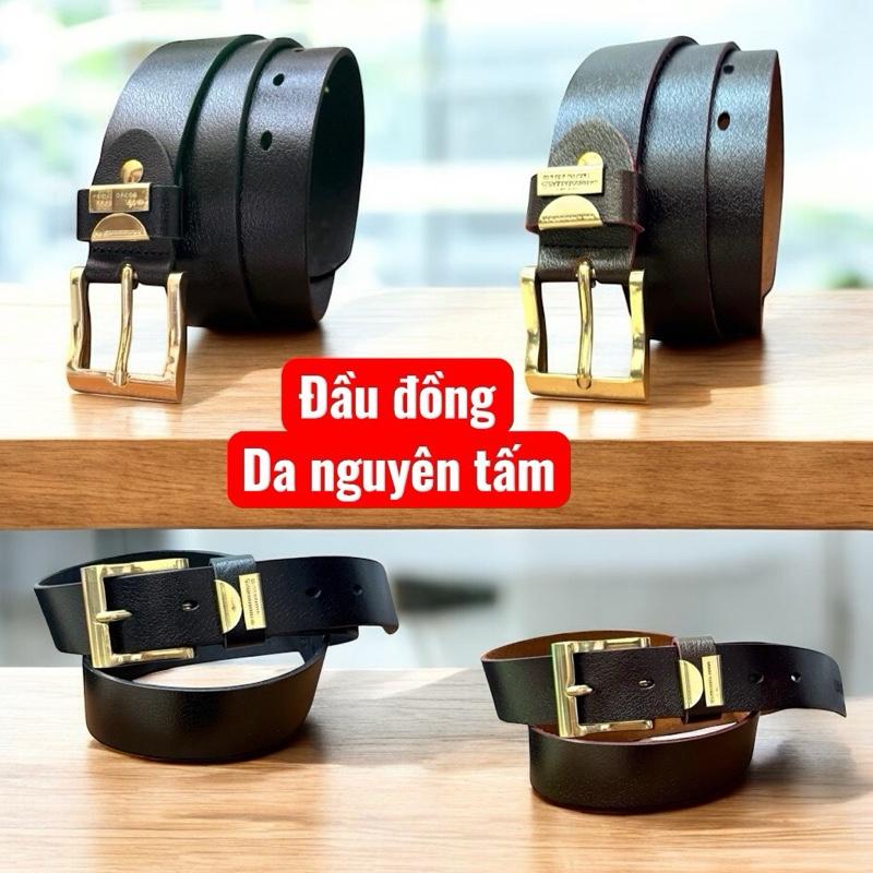 Thắt lưng nam da bò nguyên tấm đầu khoá đồng đúc nguyên khối Hoa dâ y thắt lưng và cây đục lỗ