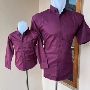KEMEJA AYAH DAN ANAK KATUN PREMIUM WARNA BURGUNDY (HARGA SATUAN)