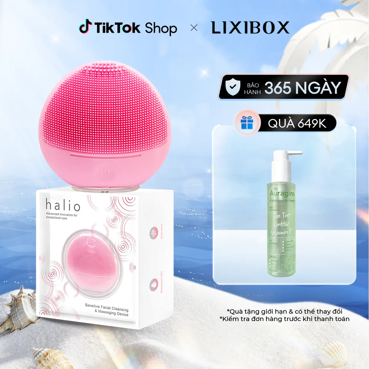 Máy Rửa Mặt Halio Dành Cho Da Nhạy Cảm Sensitive Facial Cleansing & Massaging Device Nữ