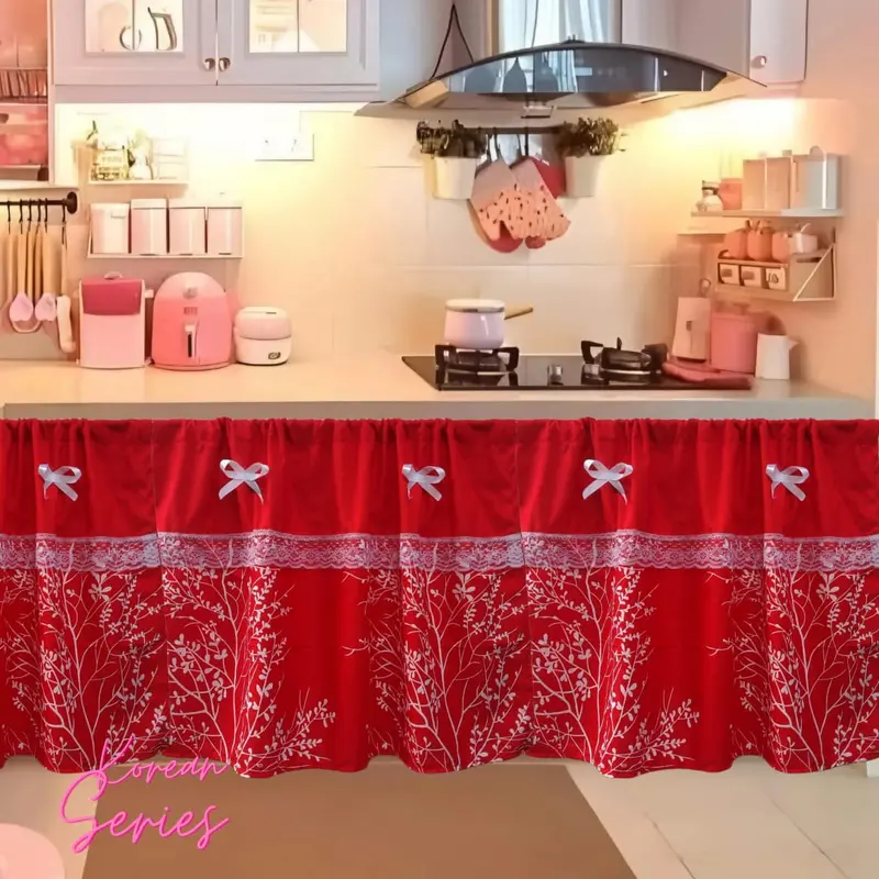 Gorden Kolong Dapur/Gorden Kolong Dapur Modern Sakura Kombinas Polos Estetik Kekinian Jendela 5