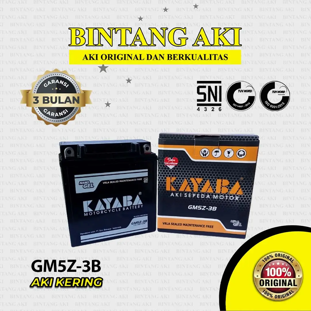 Aki Mio Smile KAYABA GM5Z-3B Accu Kering Aksesoris Kendaraan Motor Motorcycle