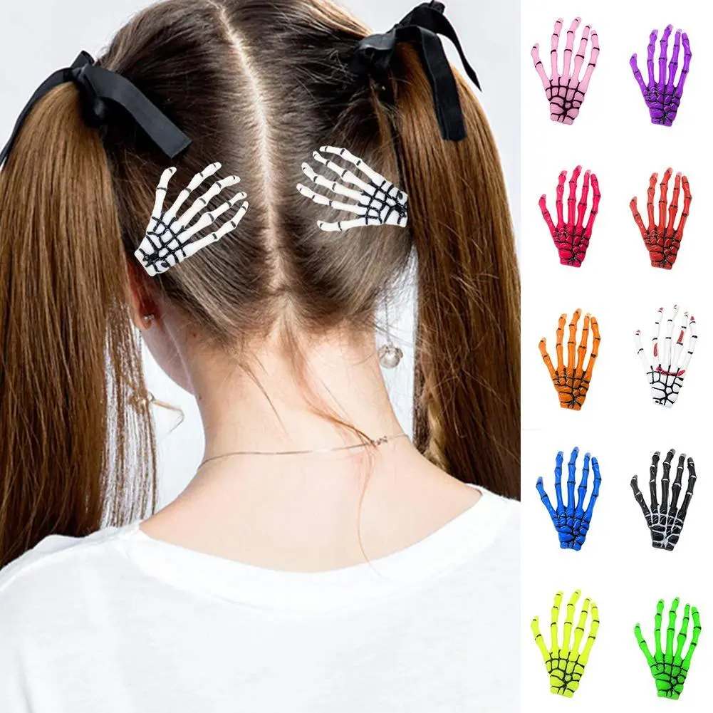 Halloween Party Zombie Skull Skeleton Hand Bone Claw Hairpin Punk Hair Clip