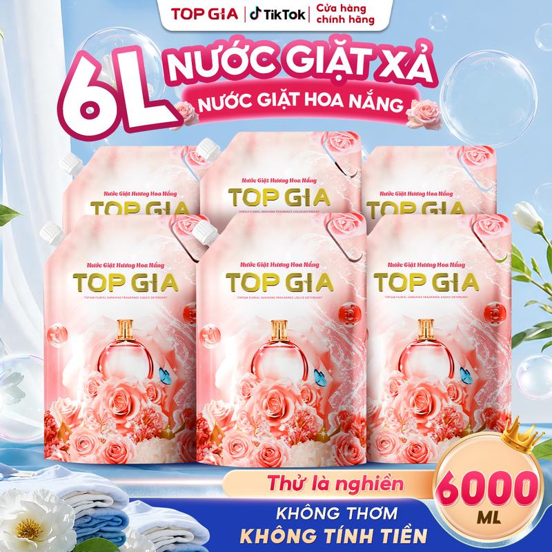 KEY Combo 6 Lít Nước giặt xả TopGia Hương hoa hồng Topgia 1 Túi 1000ML - Nước…