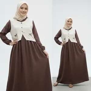 PROMO Gamis Rompi Wanita Terbaru 2026 Untuk Tampilan Stylish//Gamis Crinkle Airflow premium Dengan Varian Warna Viral Mahogany//Dress Cantik Manis Elegant