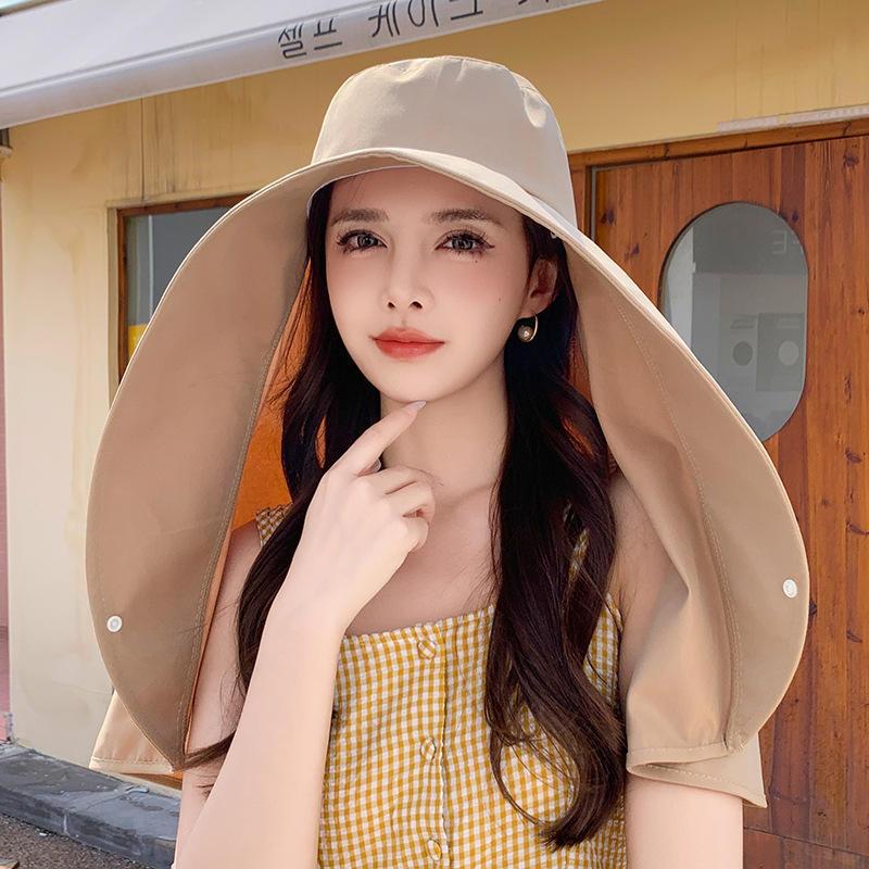Mũ Chống Nắng Nữ, Phong Cách Mùa Hè, Với Khăn Choàng Rộng Vành, Che Nắng Ngoài Trời, Có Thể Gập Lại, Mũ Ngư Dân, Đẹp 5