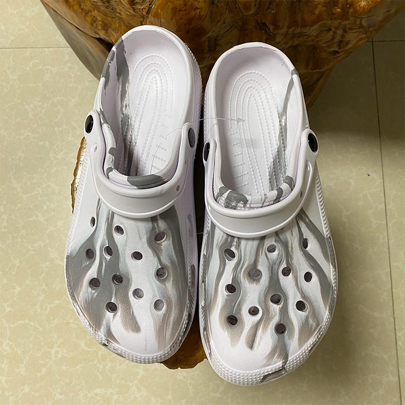 Product Introduction of Cicilife Men's summer graphic tie dye hole shoes non slip flat sandals for men outdoor slippers Large size shoes 15