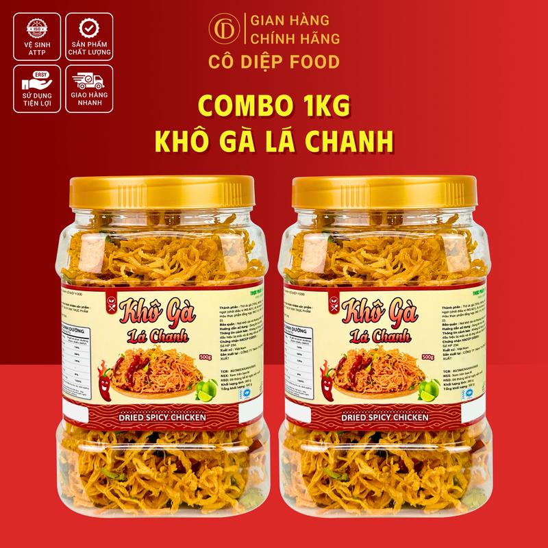 1KG 2 Hũ 500Gram Khô Gà Lá Chanh Bơ Tỏi Loại 1 - Cô Diệp Food Đầy Đủ Hồ Sơ Công Bố & Kiểm Nghiệm Sản Phẩm