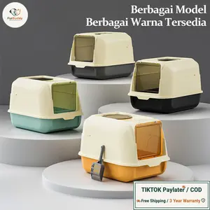 【SA FurBuddy】[Termasuk sekop]Kotak Pasir Kucing Ekstra Besar yang Tertutup Sepenuhnya, Anti-Percikan, Pengontrol Bau, Perlengkapan Kucing Anti-Pasir, Toilet Pasir Kucing