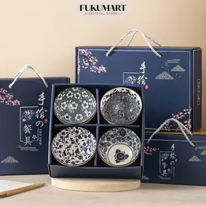 FUKUMART Souvenir Hampers Mangkok Set Keramik Hampers Lebaran Natal Idul Fitri Gift Set Kado Ulang Tahun Hampers Keramik Porselen