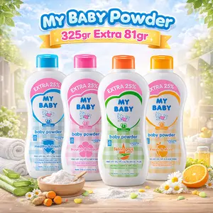 My Baby Bedak Powder Bayi 325gr+81gr Extra Fill dengan Chamomile Perawatan Kulit Lembut & Aroma Bunga Segar - Wajah