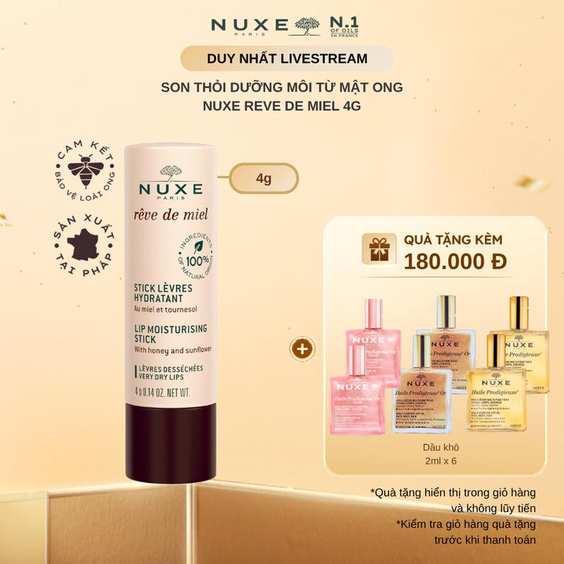Son dưỡng môi mật ong dạng thỏi Nuxe Reve De Miel Lip Moisturing Stick 4g