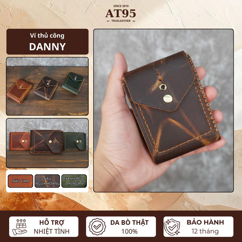   PHIÊN BẢN GIỚI HẠN  Ví mini nhỏ gọn Danny da bò sáp thật hàng thủ công thương hiệu AT95 
