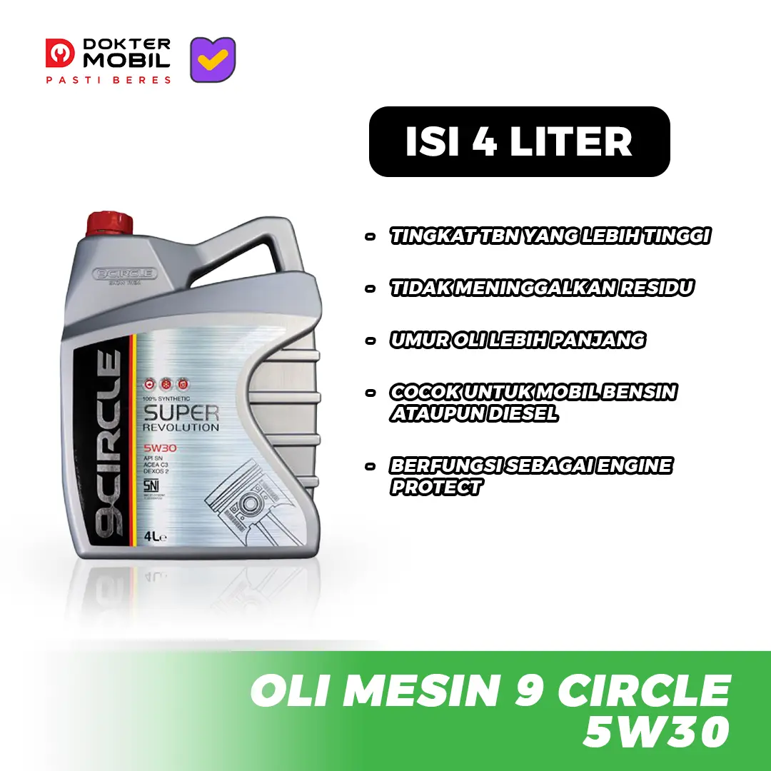 Oli Mesin 9CIRCLE - 5W30 / 5W40 / 10W40 4LTR (PELUMAS MESIN MOBIL)