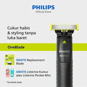 Philips OneBlade | Alat Cukur & Trimmer Electric Hybrid Pria 2 in 1 | Cukur dan Tata Tanpa Luka Baret | Handle |  QP1424/10