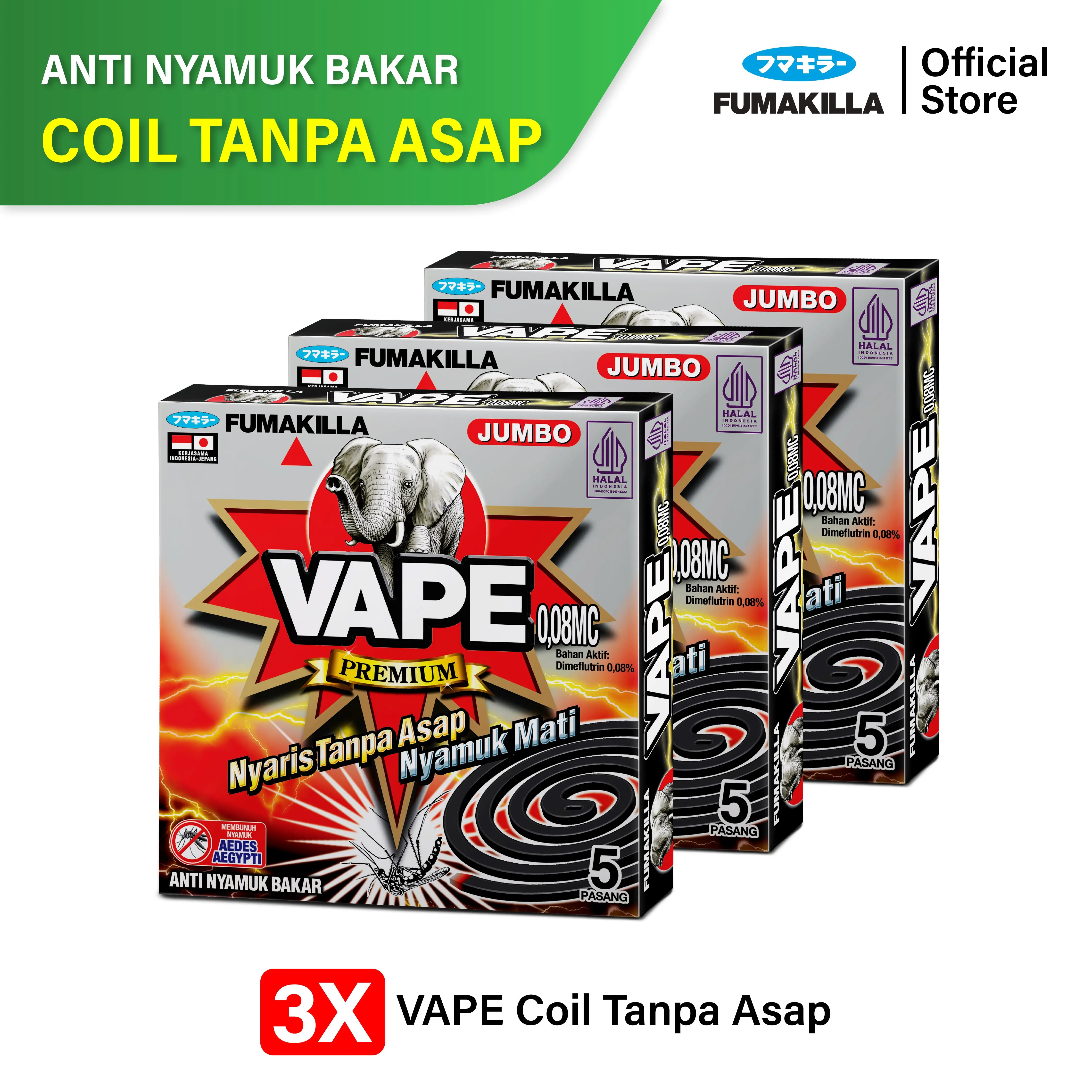 Fumakilla Vape Premium Hitam Coils Tanpa Asap Jumbo 0,08 MC (Paket isi 3) -  Shop | Tokopedia