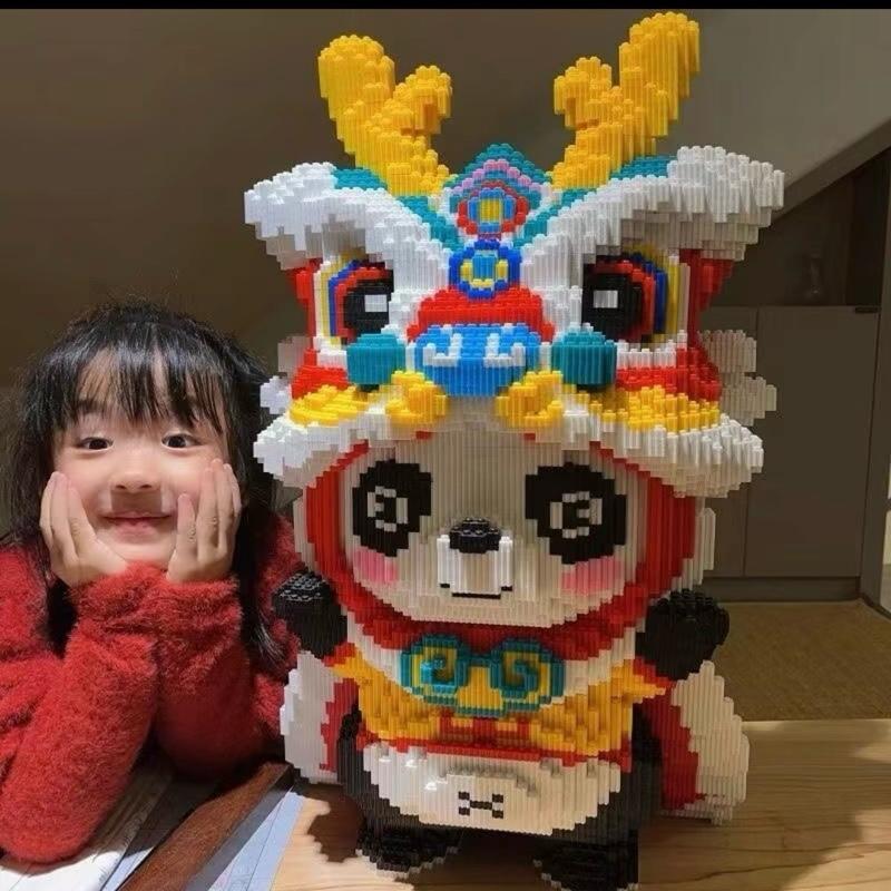 Bộ mô hình lắp ghép gấu trúc lân cao 60 cm tặng búa + keo